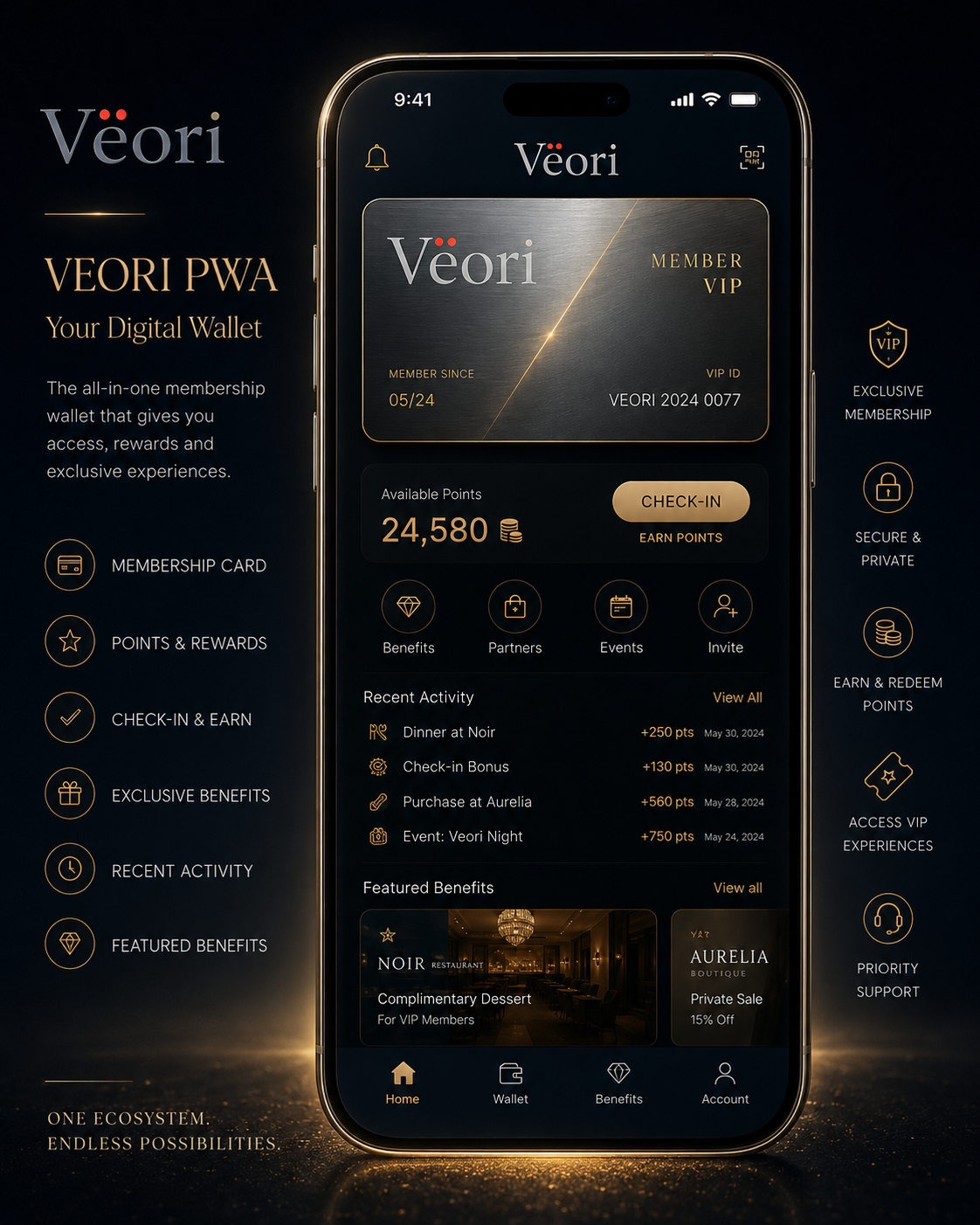 Mockup de PWA Vëori